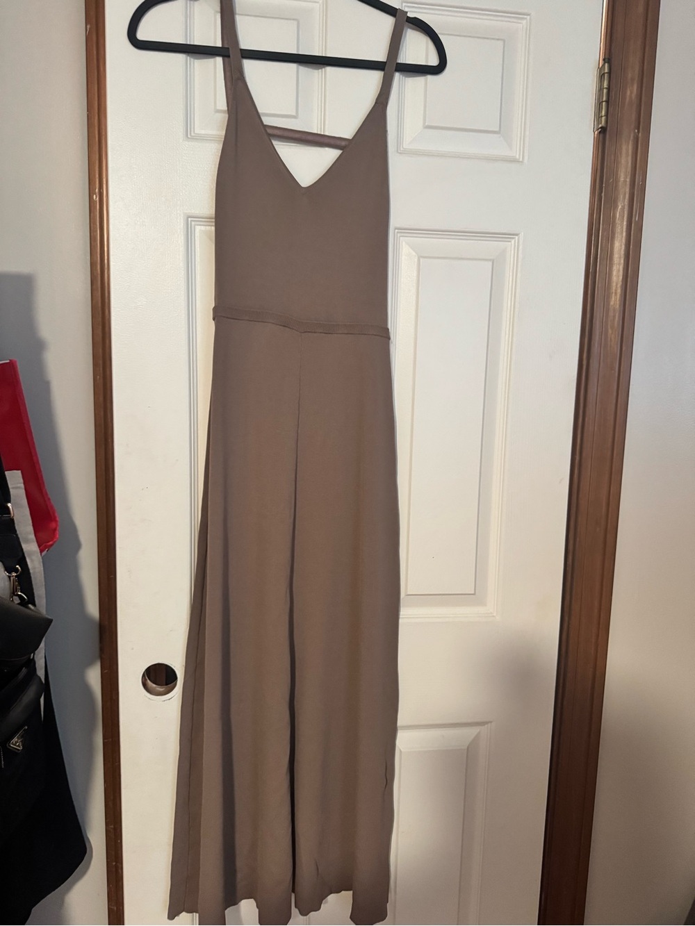 Zara Brown Maxi Dress with V-Neck Straps